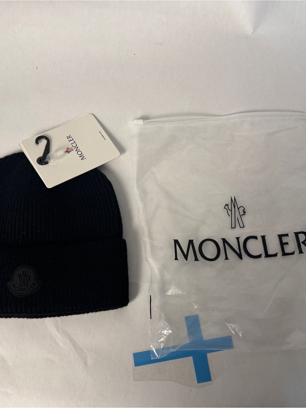 Moncler Black Ribbed Fold-Over Beanie